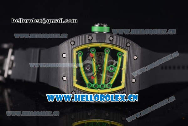 Richard Mille RM 59-01 Miyota 9015 Automatic PVD Case with Skeleton Dial Yellow Inner Bezel and Yellow Rubber Strap - Click Image to Close